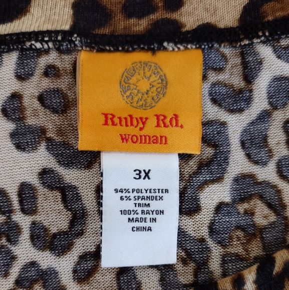 NWT Ruby Rd. Leopard Print Tunic with Black Hem 3X - Picture 5 of 8